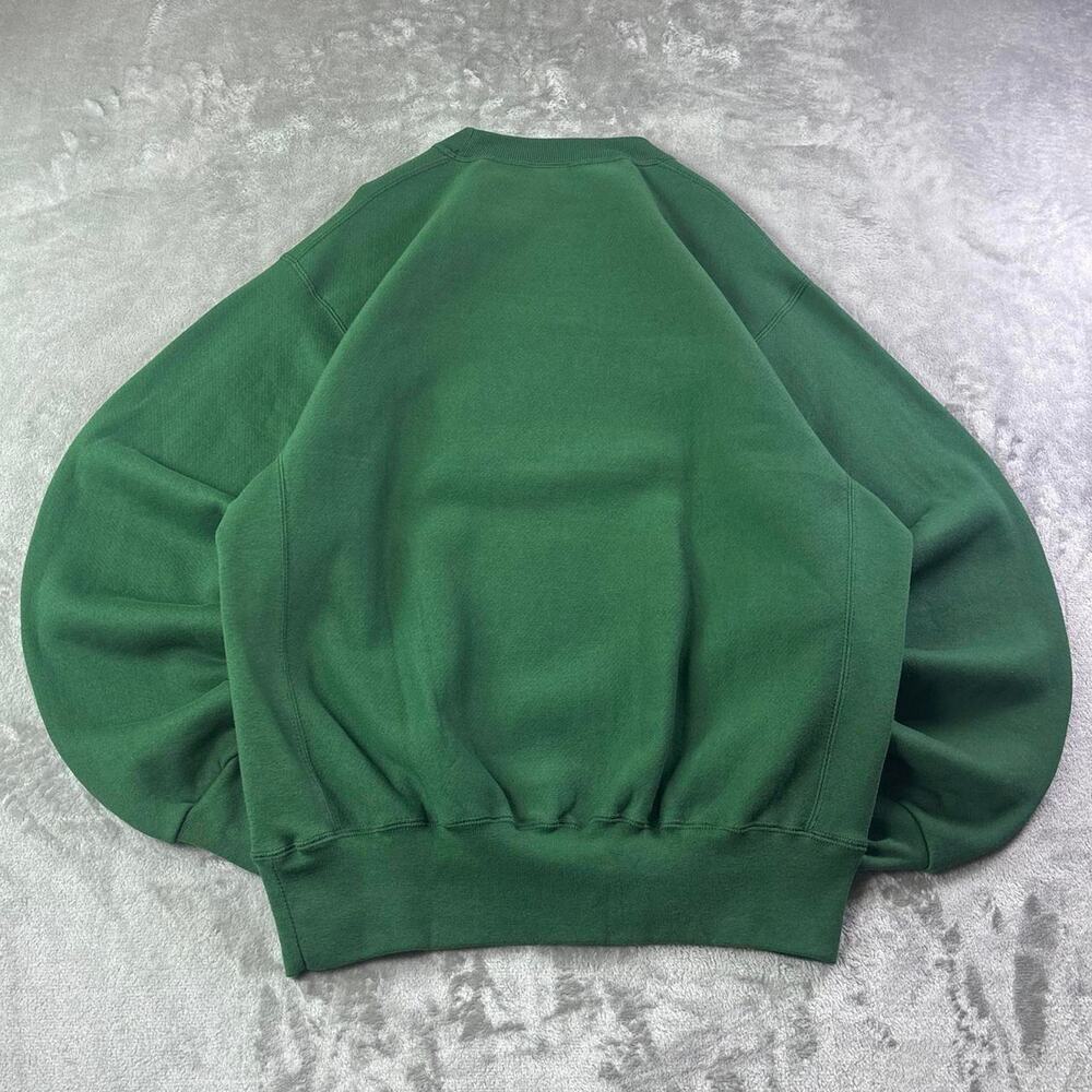 Vintage Boston Sweatshirt Mens L Green Plaid Embroidered USA Made Heavyweight - Picture 2 of 5